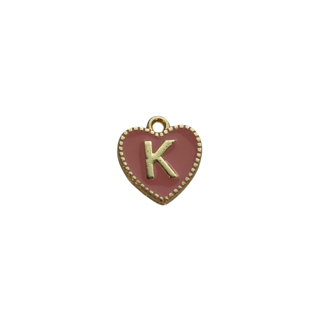 Pink Letter Heart Charm