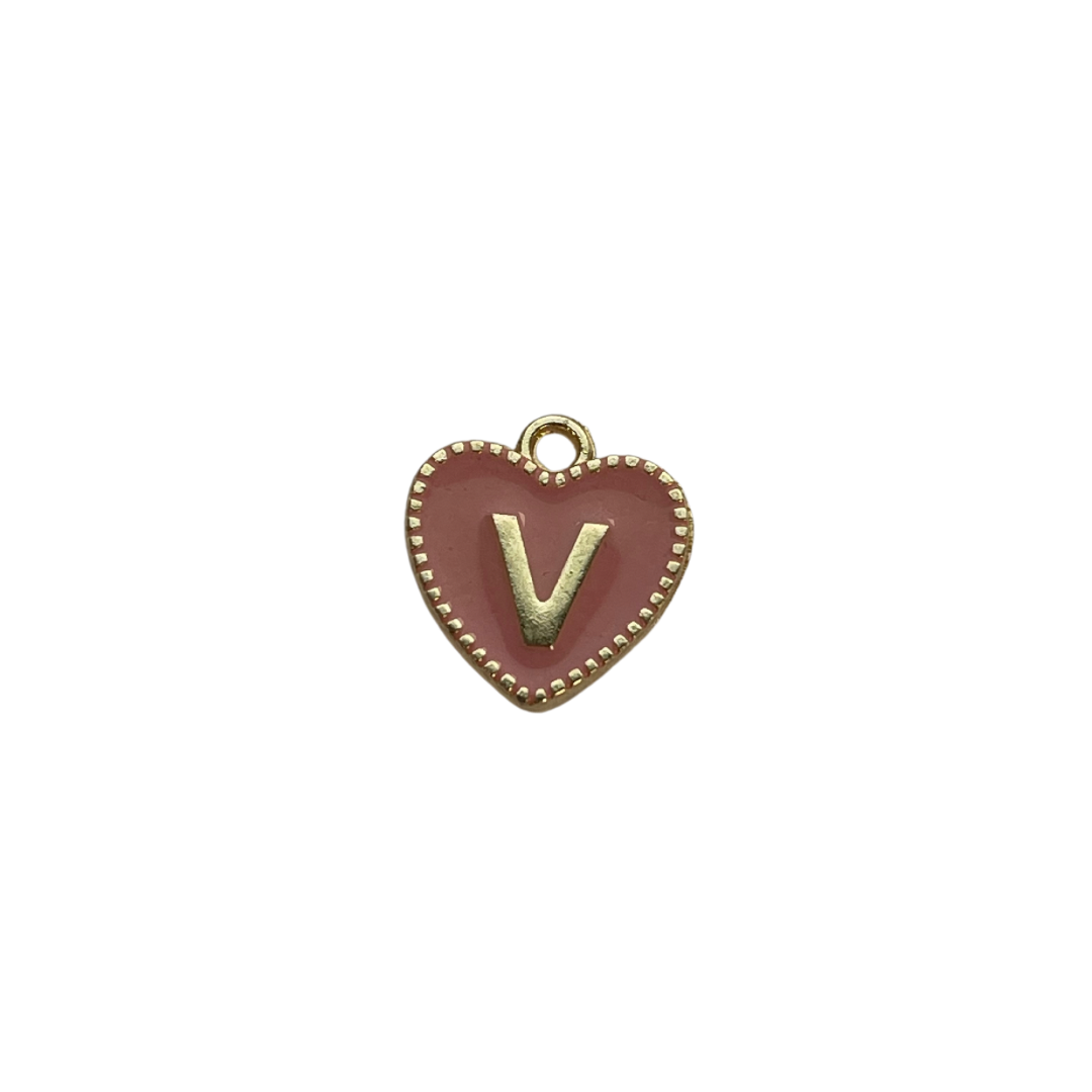 Pink Letter Heart Charm
