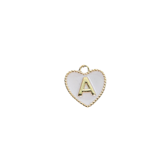 White Heart Letter Charm