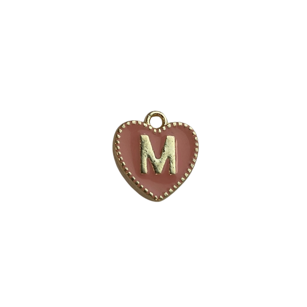 Pink Letter Heart Charm