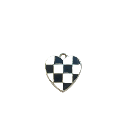 Black and White Checkerboard Heart