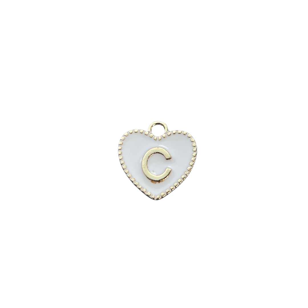 White Heart Letter Charm