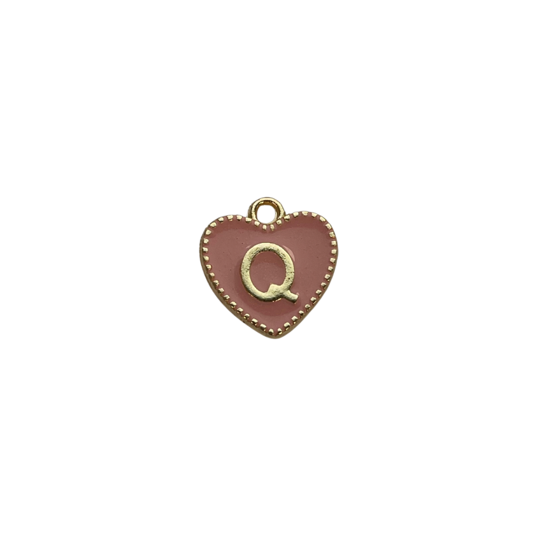 Pink Letter Heart Charm