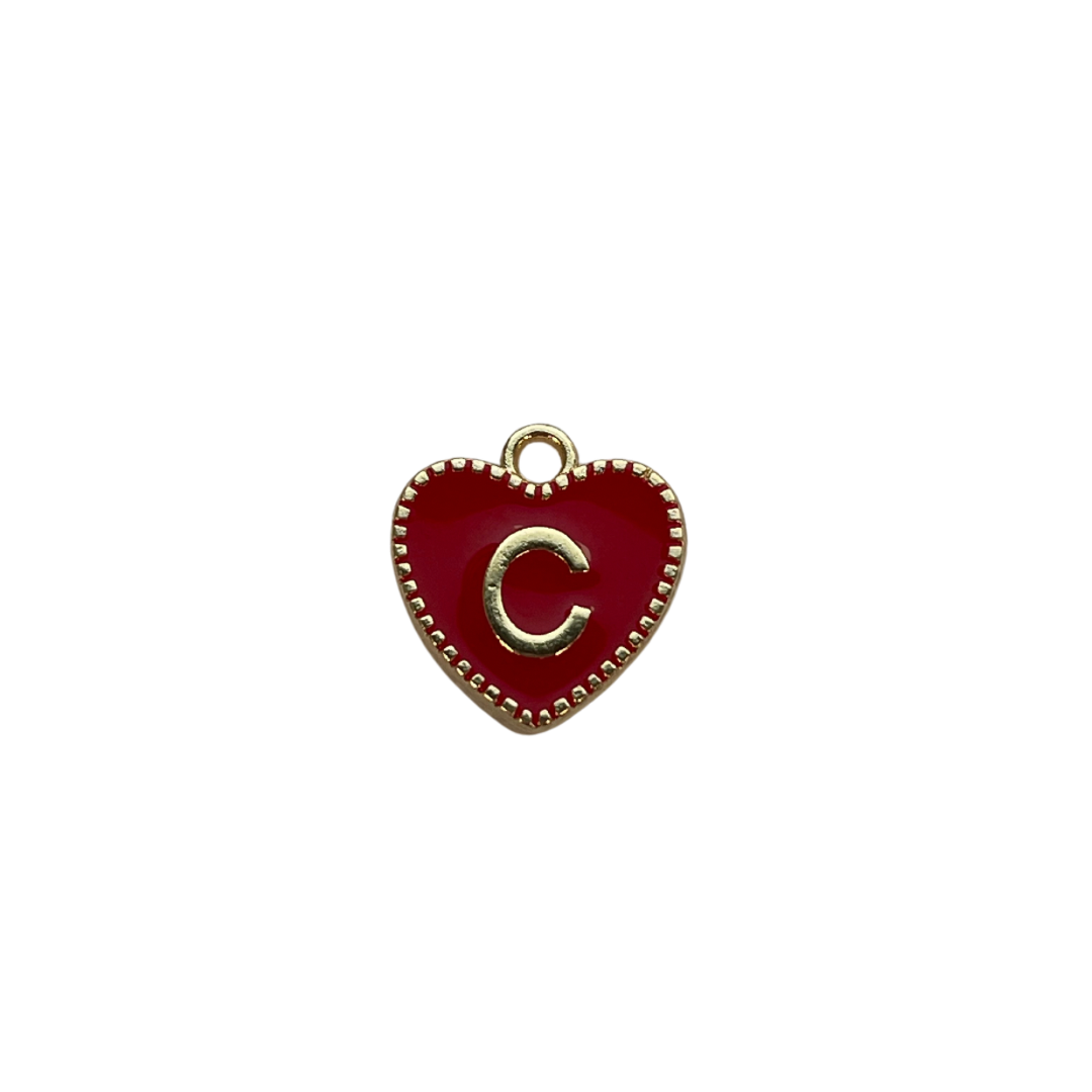 Red Heart Letter Charm