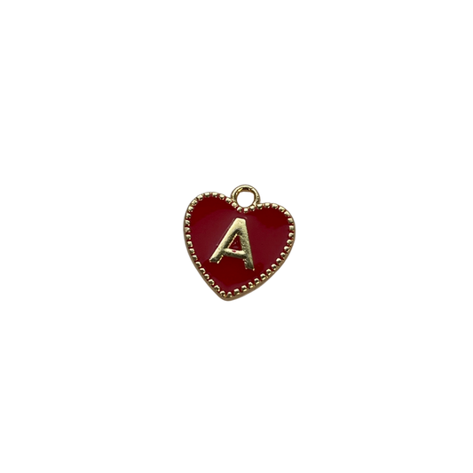 Red Heart Letter Charm