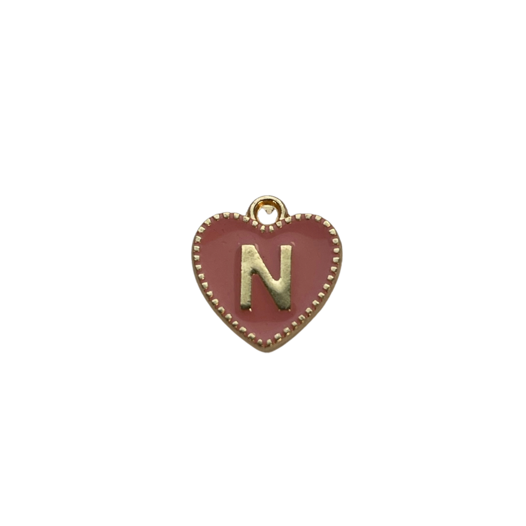 Pink Letter Heart Charm