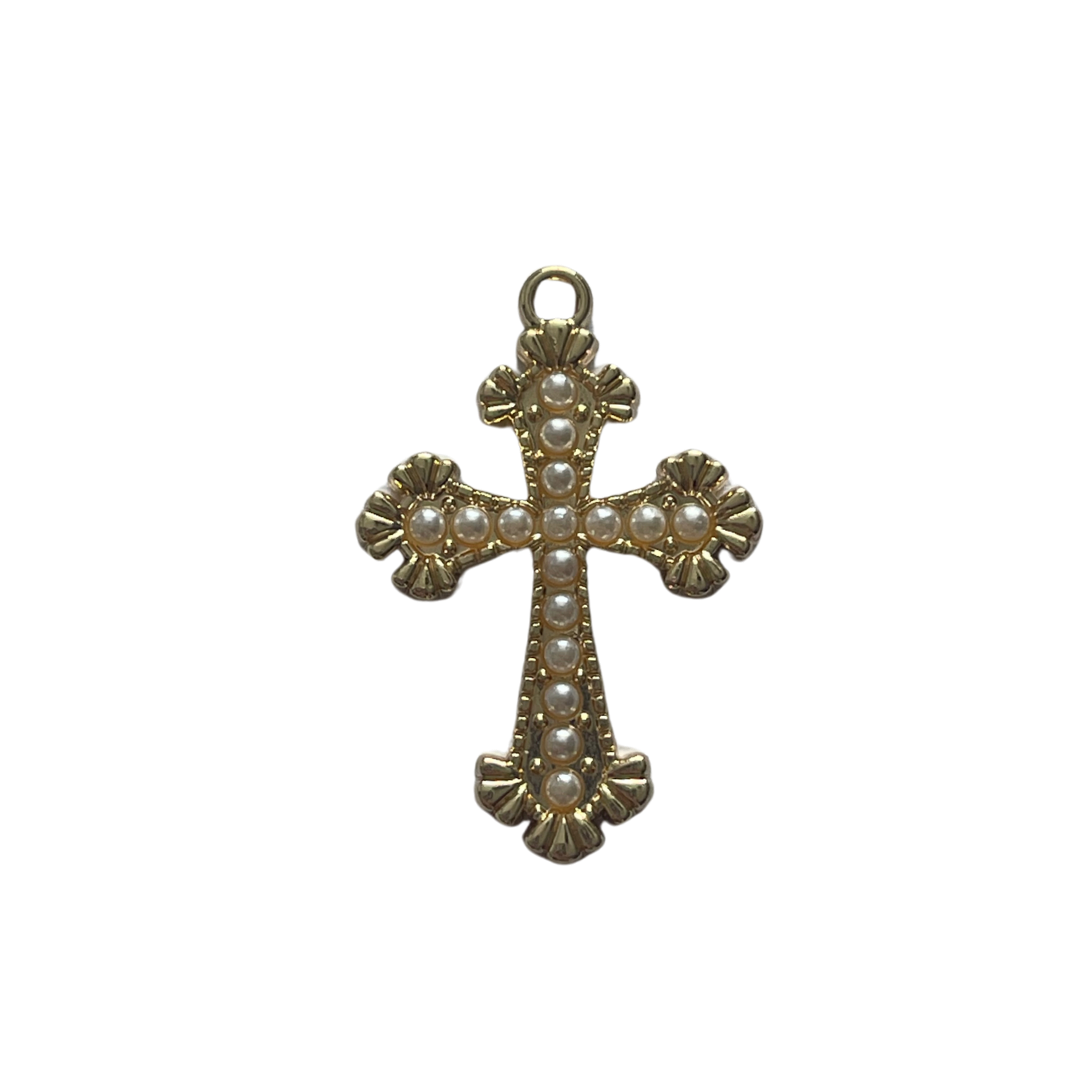 Pearl Cross Charm