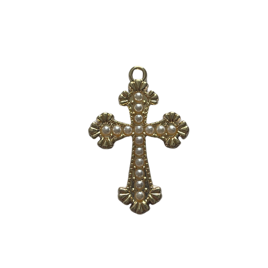 Pearl Cross Charm