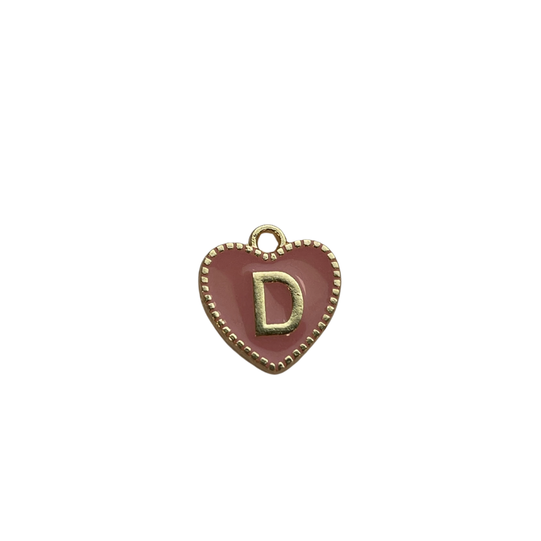 Pink Letter Heart Charm