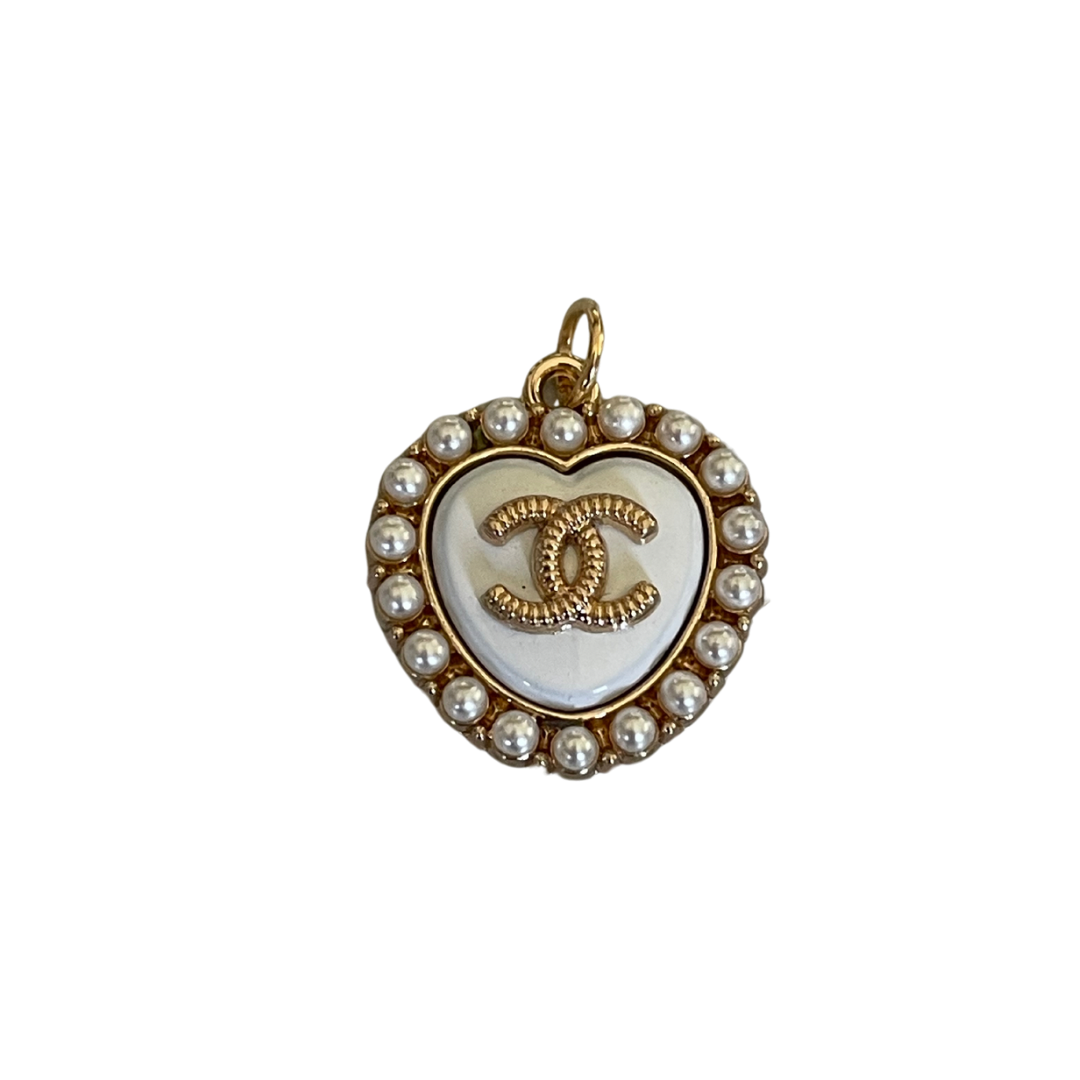 White pearl Chanel heart