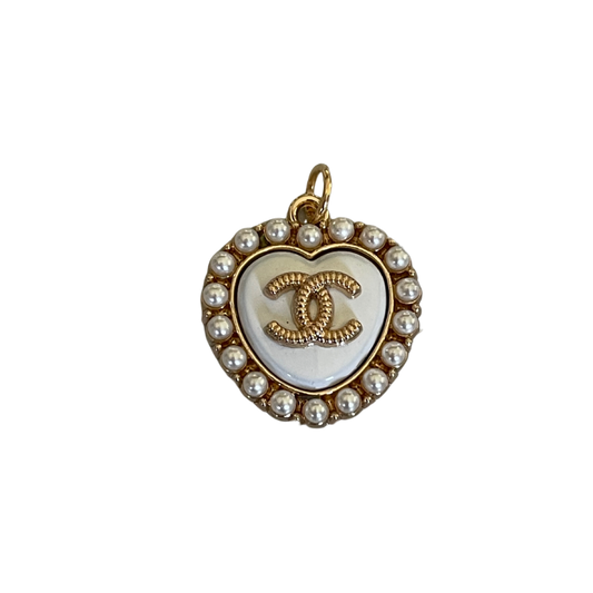 White pearl Chanel heart