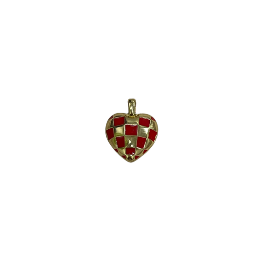Red Checkerboard Bubble Heart